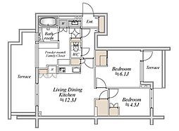 セレーノ大宮 B棟 1階2LDKの間取り