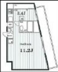 スカイコート川崎第8 8階ワンルームの間取り
