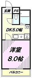 ヴィラ・ボヌール 1Kの間取図画像