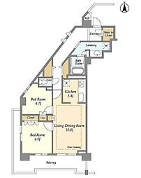 ブランズ川口本町 9階2LDKの間取り