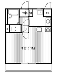 横山パークテラス上末吉 2階ワンルームの間取り