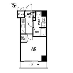 プレール・ドゥーク川崎平間 8階1Kの間取り