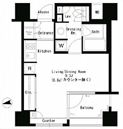 パークアクシス神楽坂ステージ 5階ワンルームの間取り