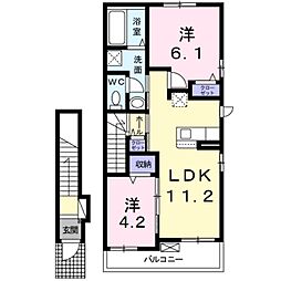 アクラス岸和田 2LDKの間取図画像