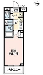 プレール・ドゥーク練馬2 1Kの間取図画像