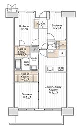 JR総武線 津田沼駅 徒歩3分の賃貸マンション 3階3LDKの間取り