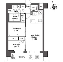 ルーウェ東大泉 5階2LDKの間取り
