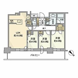 プラウドタワー平井 27階3LDKの間取り