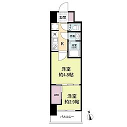 セレニテ難波グランデシュッド 2Kの間取図画像
