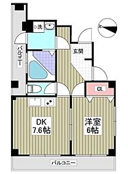 メゾンクミ 4階1DKの間取り