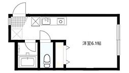 TKJハウスI 2階ワンルームの間取り