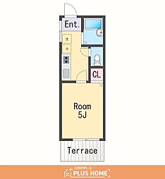 TJ北中島A 1Kの間取図画像