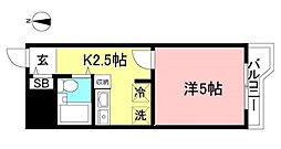 エスパース　ラ・ヴィ 4階1Kの間取り