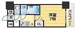 プレサンス三宮東フィール 1Kの間取図画像