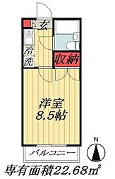 JR総武線 下総中山駅 徒歩10分の賃貸マンション 4階1Kの間取り
