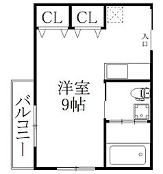 みどり園 ワンルームの間取図画像