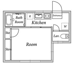 コーポカワノ 1階1Kの間取り