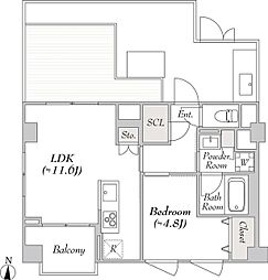 ルミーク北千住 5階1LDKの間取り