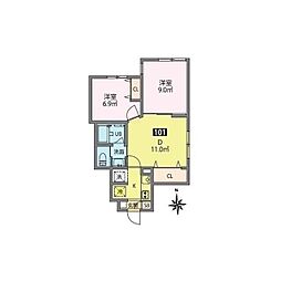 京急本線 京急蒲田駅 徒歩5分の賃貸アパート 1階2DKの間取り