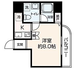 エイトカウンティービューマンション 1Kの間取図画像