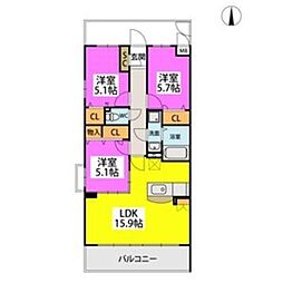 テラフォルトゥーナ 3LDKの間取図画像
