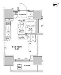 プラウドフラット浅草雷門 4階ワンルームの間取り