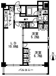 レジディア中落合 7階2LDKの間取り