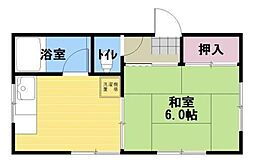 本木荘 1DKの間取図画像