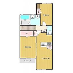 神戸市西神・山手線 妙法寺駅 徒歩17分の賃貸アパート 2階2LDKの間取り