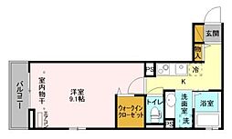 陽光海神 1階1Kの間取り