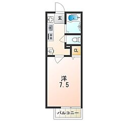 カメリアハイツ2 1Kの間取図画像