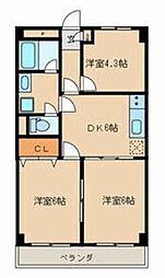 ローヤル国立マンション 3階3DKの間取り