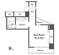 メゾン・ド・ヴィレ麻布台 9階1Kの間取り