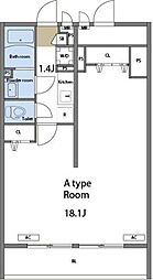 京急本線 雑色駅 徒歩9分の賃貸マンション 2階1Kの間取り