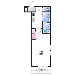 フジパレス木広町 2階1Kの間取り