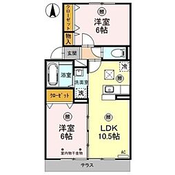 ヴェルドミールSAKAE 1階2LDKの間取り