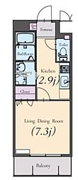 スカーレット 1Kの間取図画像
