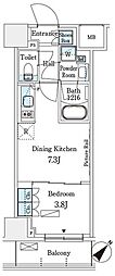 パークアクシス横浜伊勢佐木町通り 1DKの間取図画像
