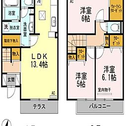 D-room平和 3LDKの間取図画像