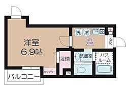フェリーチェ梅屋敷I 1階1Kの間取り