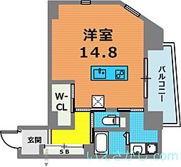 OZ casa 7階ワンルームの間取り