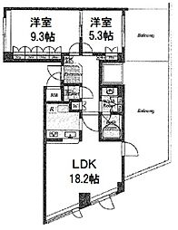 パシフィックレジデンス目黒本町 6階2LDKの間取り