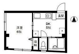 エクセルハイム 1階1DKの間取り