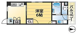 宝マンション 1Kの間取図画像