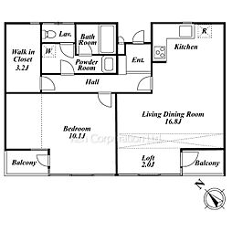 御殿山パークシティ 3階1LDKの間取り
