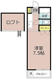 ウッディパレスフジB ワンルームの間取図画像