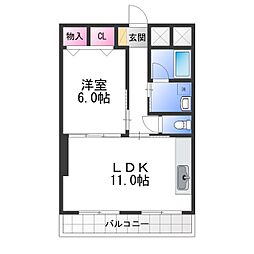 山本レンターマンション 2階1LDKの間取り