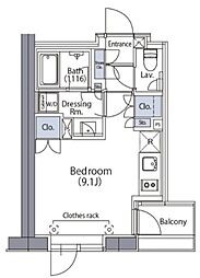 エルスタンザ文京湯島 6階ワンルームの間取り