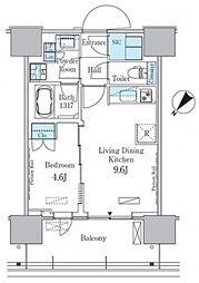 晴海フラッグ ポートヴィレッジ C棟 15階1LDKの間取り
