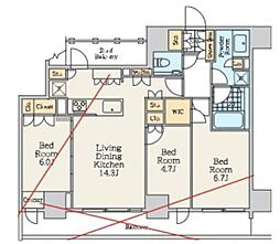 クレストコート中野富士見町 8階3LDKの間取り